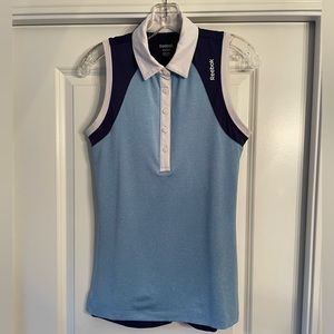 Reebok ladies blue 2 tone sleeveless polo style golf shirt